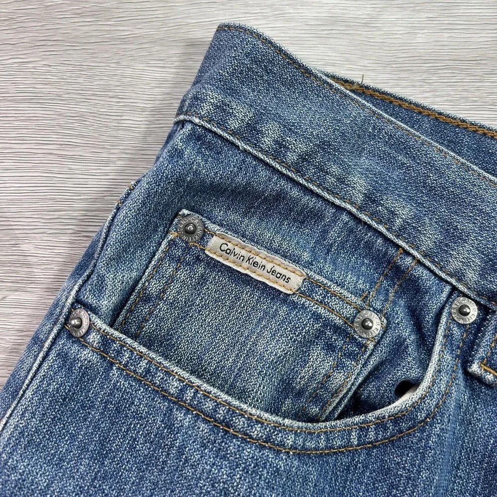 VTG Calvin Klein Jeans Relaxed Wide Leg Jeans Mens 34x28 Blue Denim‎ Medium Wash